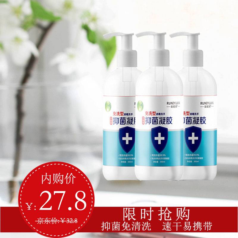 【现货直发】免洗速干凝胶消毒剂抑菌洗手液 300ml